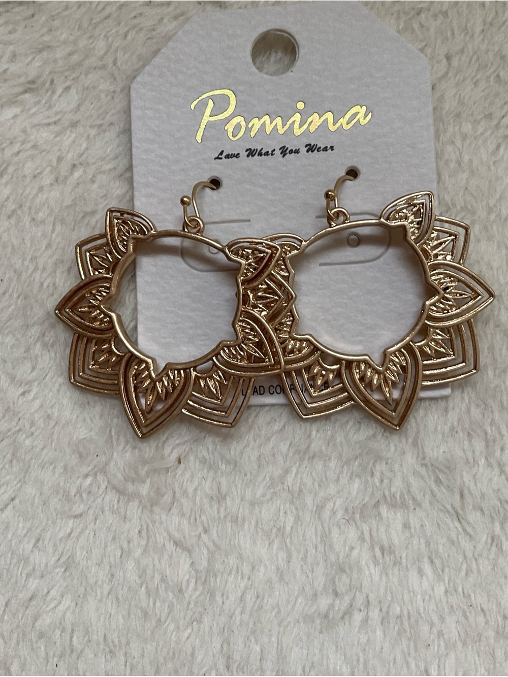 Pomina Gold Sunflower Filigree Hoop Earrings
